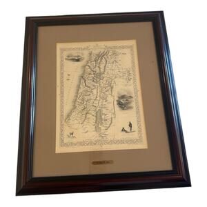 John Tallis Map of MODERN PALESTINE / HOLY LAND. Jaffa VIGNETTES, RARE, ANTIQUE